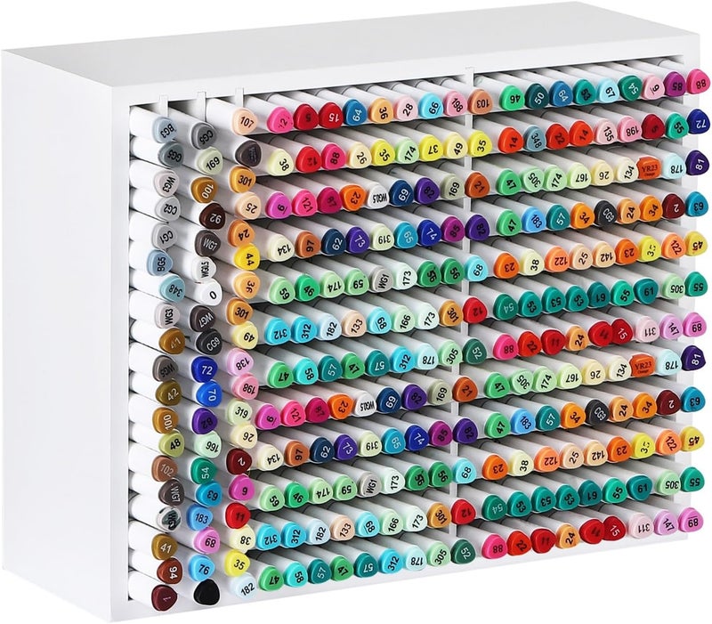 AUTOARK Wooden Marker Storage Organizer,Holds 270 Markers,Pens,Pencils & Art Supplies,Vertical Space-Saving Desk Storage for Artists,Teachers,Office & Classroom,White,AHK-066 - Image 1